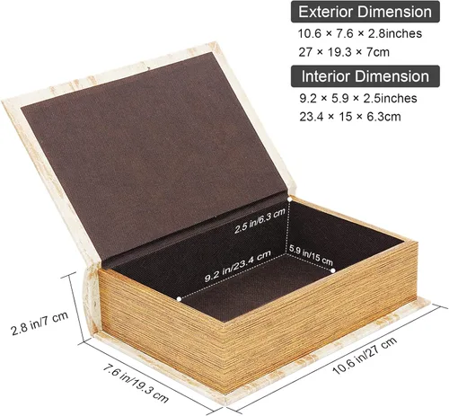 Vista 2 de PACOLO Cajas decorativas para libros, madera sintética con tapa magnética para guardar joyas ocultas, dinero y dinero en efectivo
