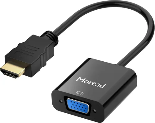 Moread - Adaptador HDMI a VGA, chapado en oro, unidireccional (macho a hembra) para computadora, escritorio, portátil, PC, monitor, proyector, HDTV,