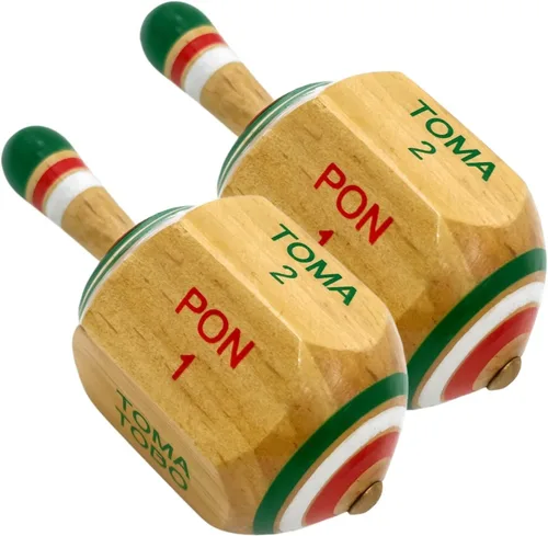 Toma Todo - Juego mexicano de 3 pulgadas (paquete de 2) - Pirinola Mexicana Spinning Top Game - Juguetes mexicanos premium, Artesania Mexicana De