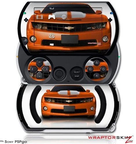 2010 Chevy Camaro Orange - White Stripes - Decal Style Skins (fits Sony PSPgo)