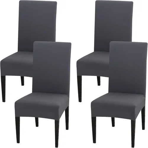 Vista 28 de Juego de 4 fundas para sillas de comedor, fundas elásticas de elastano para sillas de comedor, extraíbles y lavables, protectores desmontables