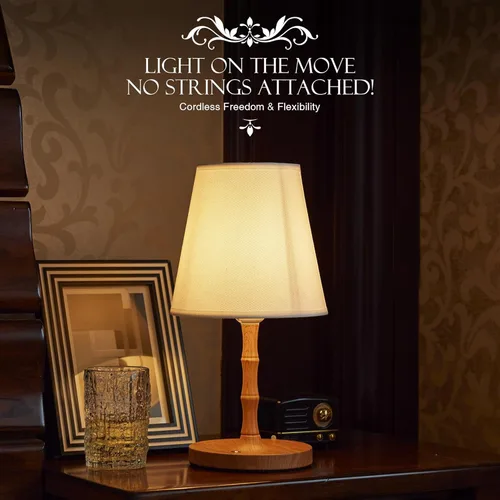 Vista 7 de Dawnwake Lámpara de mesa para mesita de noche, inalámbrica, recargable, funciona con pilas, para mesitas de noche, 3 colores regulables al tacto