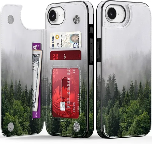 Vista 709 de LETO para iPhone 15 Pro Funda tipo cartera - Tapa tipo folio con patada - Diseños de moda - Tarjetero - Funda protectora para mujeres y niñas - 6.1