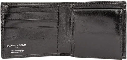 Vista 4 de Cartera de cuero de lujo para hombre con bolsillo para monedas The Ticciano Hecho a mano en Italia, Negro -, Classic