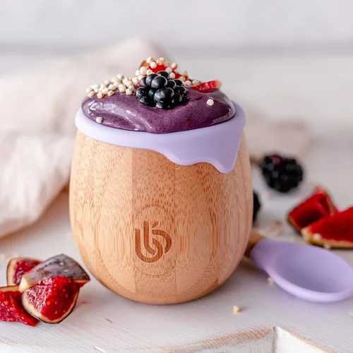 Vista 2 de bamboo bamboo Baby and Dinky - Vaso de bambú para niños pequeños, con borde de goteo de silicona para protección de dientes y encías, capacidad