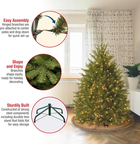 Vista 4 de National Tree Company - Mini árbol de Navidad artificial, verde, abeto Dunhill, incluye soporte, 4 pies