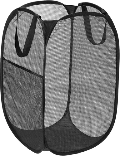Vista 10 de PATIKIL Cesta de malla para lavandería, bolsa plegable con asas para lavandería, viajes, color beige