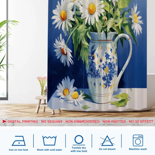 Vista 850 de Shrahala Father and Child Embracing No Hooks Shower Curtain with Snap in Liner Set, Tender Moment Captured Bathroom Décor Polyester Fiber Waterproof