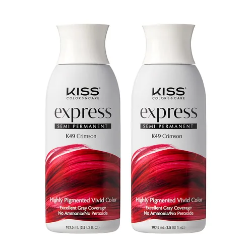 Kiss Express - Color de cabello semipermanente, 3.5 US fl oz (3.4 fl oz), 2 unidades, carmesí
