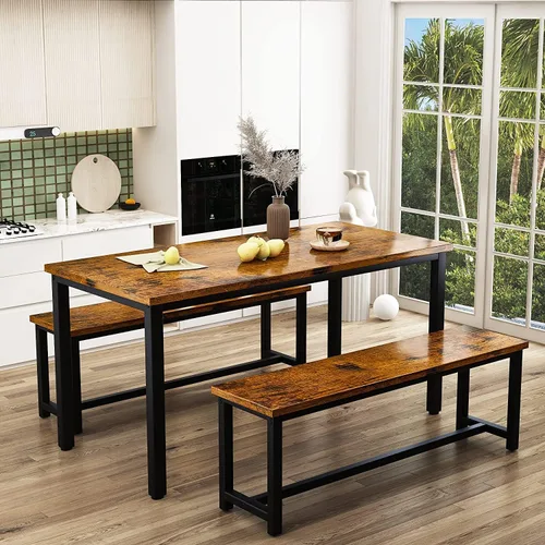 Vista 27 de DKLGG Juego de mesa de comedor para 4, mesa de cocina moderna y sillas para 4 tapas de madera y patas de metal ajustables, juego de mesa de comedor