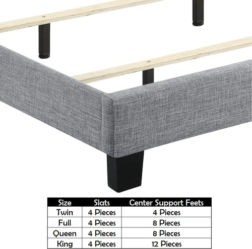 Vista 14 de Rosevera Gideon - Marco de cama tapizado de tela con cabecera ajustable, estilo Chesterfield, soporte de listones de madera, fácil montaje