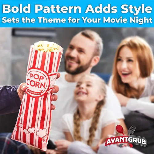 Vista 7 de Bolsas de palomitas de maíz a prueba de fugas, resistentes a la grasa, paquete de 25 unidades. Resistente a desgarros, fundas de papel de 2 oz