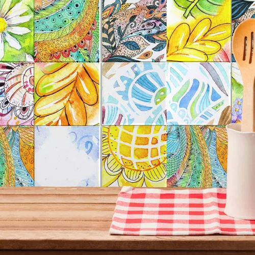 Vista 12 de RoyalWallSkins Calcomanías decorativas para azulejos de 4 x 4 pulgadas, juego de 16 unidades, autoadhesivas para azulejos de cocina, baño