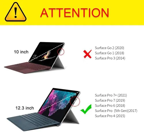 Vista 2 de Funda protectora para Microsoft Surface Pro 7 Pro 6 Pro 5 Pro 4 con soporte para bolígrafo cubierta delgada de poliéster de múltiples ángulos