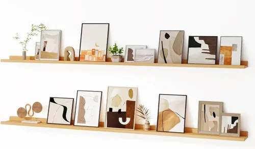 Vista 30 de Fun Memories Floating Picture Ledge Shelves, Wall Mounted Wood Storage Shelf for Bedroom, Living Room, Bathroom, Kitchen, Nursery, Display Picture