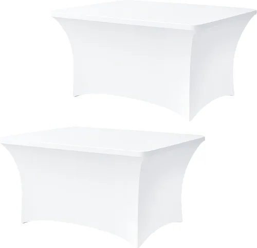 Vista 13 de Mantel negro de 4 pies, 1 paquete, mantel rectangular elástico de elastano, lavable para fiestas, comedor, boda, banquete y festivales