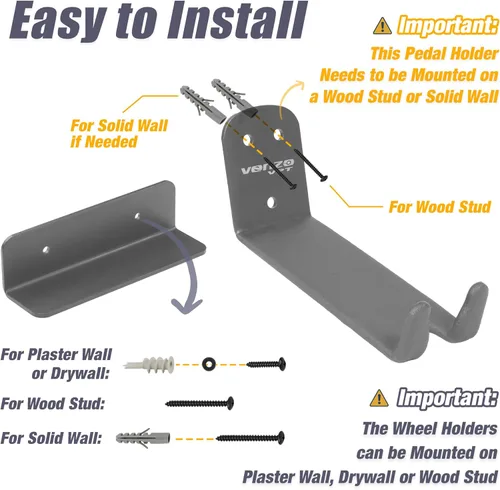 Vista 3 de Venzo Soporte para colgar en la pared con pedal de almacenamiento para bicicleta ideal para garaje y cobertizo