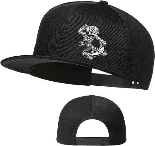 Mens Snapback Hats Flat Bill Brim Hats for Men Baseball Cap Fitted Hats Skull Decor Skeleton Hand Rose Flower Floral