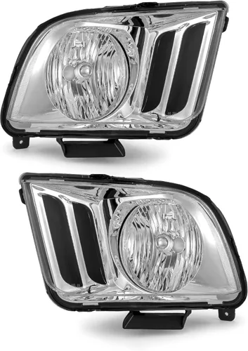 Vista 15 de Compatible con Ford 10, 11, 12, 13, 14, Mustang, carcasa negra, faros halógenos, reflector de esquina ámbar, repuesto lateral izquierdo y derecho