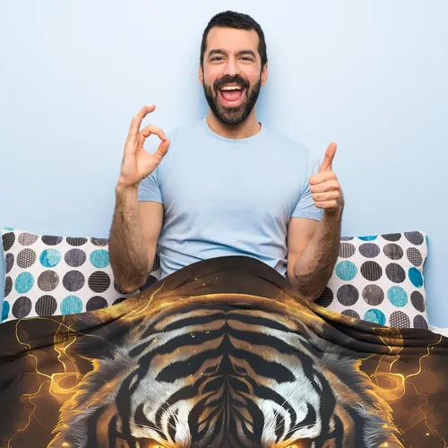 Vista 4 de Huke Tiger Gifts - Manta de tigre negro fresco, 50 x 40 pulgadas