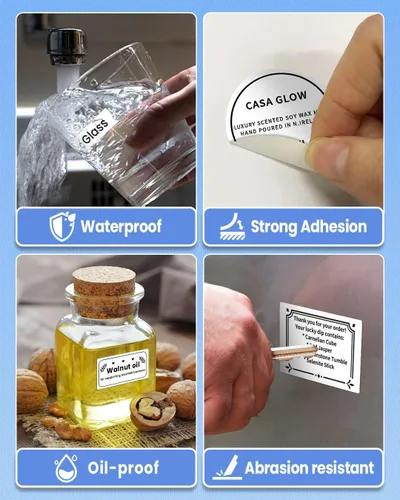 Vista 4 de Phomemo - 3 rollos de papel térmico para M110/M120/M200/M220/M221, 0.79 x 0.39 pulgadas, etiqueta autoadhesiva cuadrada multiusos, 600 etiquetas/1