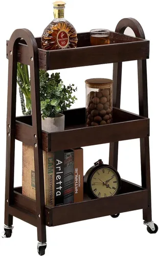 Carrito de 3 niveles para manualidades, carrito de almacenamiento delgado con ruedas, carrito de madera con ruedas, organizador de baño, carrito