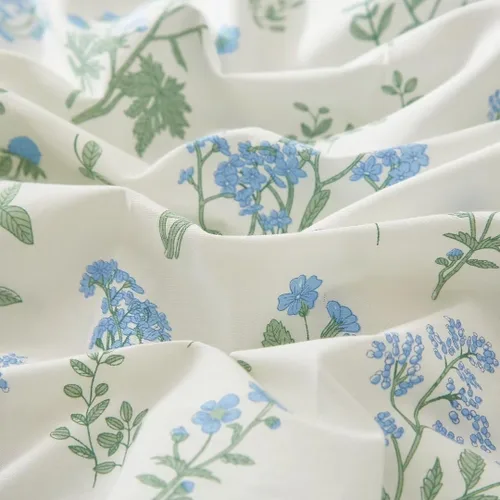 Vista 7 de Mucalis Juego de funda de edredón floral azul, blanco, tamaño Queen, 100% algodón, estampado botánico de flores azules frescas, juego de ropa