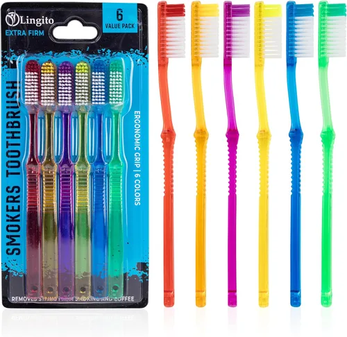 Vista 11 de Cepillo de dientes extra firme, juego de cepillos de dientes de cerdas duras para adultos o fumadores, kit de viaje, cepillo de dentadura