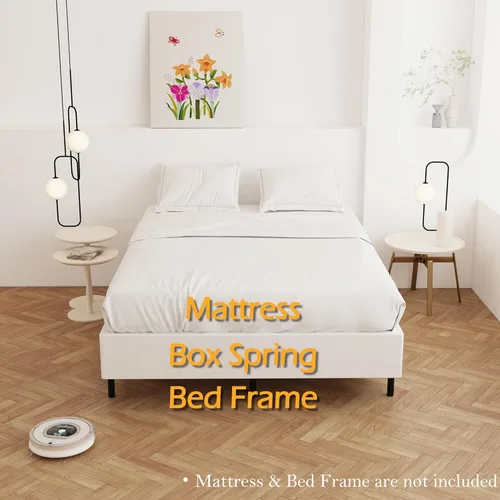 Vista 3 de Somier de 7 pulgadas para cama Queen, base de cama de metal resistente con funda de tela, base de colchón, fácil montaje, sin ruido, color negro