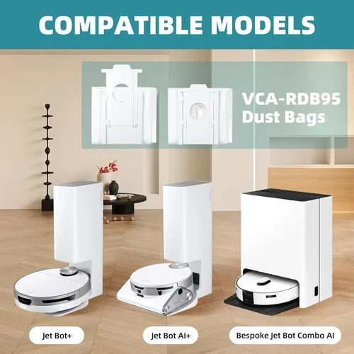 Vista 8 de Paquete de 8 bolsas de polvo VCA-RDB95 de repuesto para Samsung Jet Bot AI+ / Jet Bot+ / estación de limpieza al vacío Jet Bot Combo AI, bolsa