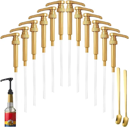 Vista 6 de Paquete de 8 dispensadores de jarabe de café negro, compatible con botellas de 25.4 onzas, ideal para mezclas de bebidas en el hogar y cafetería