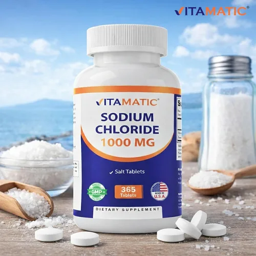 Vista 6 de Vitamatic Cloruro de sodio 1000 mg - 365 tabletas -2 botellas de reabastecimiento de electrolitos y soporte de hidratación - Sin OMG, sin gluten