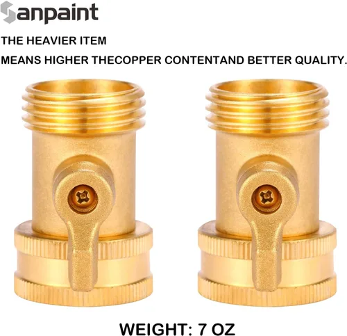 Vista 4 de La manguera de agua cierra la válvula, conector resistente de la manguera de jardín del latón macizo de 3/4 pulgadas