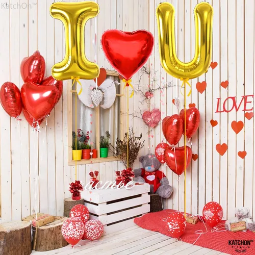 Vista 3 de KatchOn, Globos con texto en inglés "I Love You", 40 pulgadas, globos de corazón de papel de aluminio rojo, globos con texto en inglés "I Love You