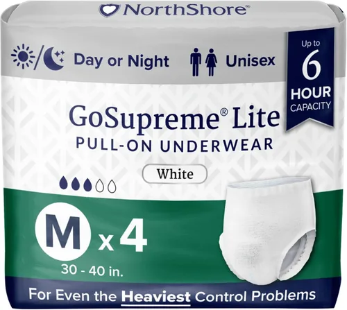 Vista 11 de NorthShore GoSupreme Lite - Ropa interior para incontinencia, estilo pullup de 6 horas, mediana, bolsa de 14 unidades, negro, 30-40 pulgadas