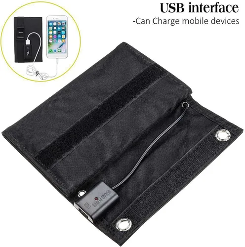 Vista 3 de Cargador de panel solar portátil de 25 W, salida de 15 W, 5 V, 1.5 A, 2 USB, cargador de panel solar plegable para computadoras portátiles