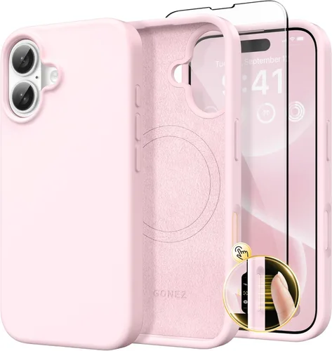 Vista 1735 de GONEZ Funda magnética para iPhone 14, compatible con Magsafe, con protector de pantalla + protector de cámara, forro de microfibra antiarañazos