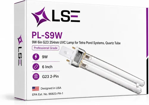Bombilla de repuesto UV de 9 W diseñada para Tetra Pond | Lámpara UVC de 254 nm de alto rendimiento | Base G23 | Tubo de cuarzo de 6 pulgadas