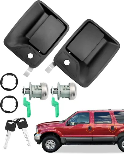 Vista 16 de Juego de manijas de puerta exterior (4 unidades), compatible con Ford F-250 Plástico negro