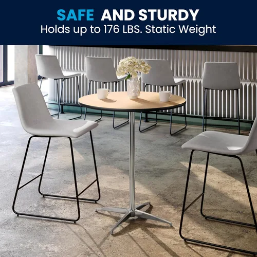 Vista 10 de Mesa de cóctel Flash Furniture redonda de madera con columnas de 30 y 42 pulgadas, Negro