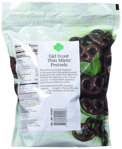 Vista 2 de Girl Scout Pretzels de menta fina 100% chocolate negro real, 26 onzas