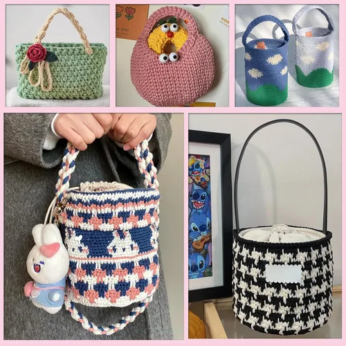 Vista 4 de SIMEIQI 200g de hilo de algodón hueco para tejer y ganchillo, hilo redondo de tela para bolso de mano DIY, cesta de mano, cojín, bolsa de ganchillo