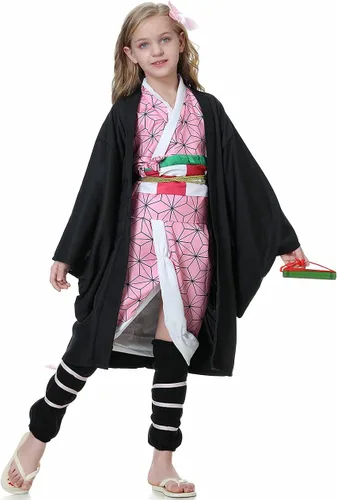 Vista 2 de Disfraz de anime para cosplay de Tanjirou para disfraz de Halloween, quimono para niños, niñas y mujeres