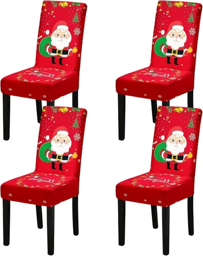 Vista 37 de Fundas para Sillas, Juego de 4 Fundas Elásticas para Sillas de Cocina y Comedor, Fundas Lavables y Extraíbles para Sillas de Comedor para Hogar