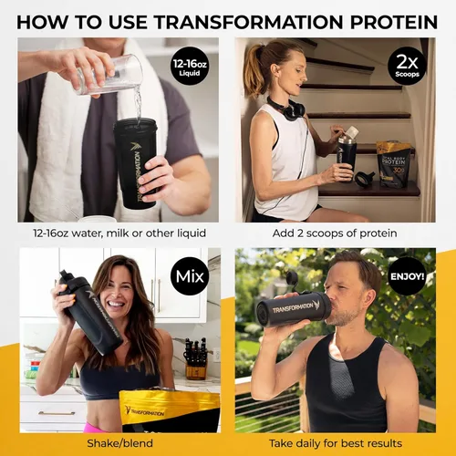 Vista 5 de Transformation Protein Super Blend Clara de huevo, péptidos de colágeno y proteínas vegetales 15 mil millones de probióticos UFC Enzimas