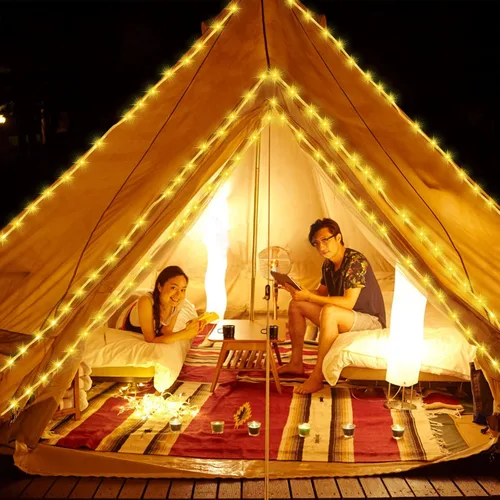 Vista 5 de ZNYCYE Luces solares para paraguas, luces solares para sombrilla de patio al aire libre con clip de panel solar de 5 V, 112 luces LED impermeables