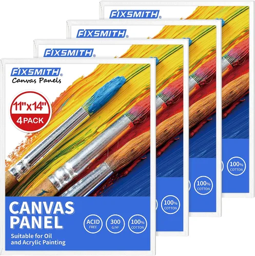 Vista 43 de FIXSMITH Tableros de lienzo para pintar de 3 x 5 pulgadas, paquete de 24 mini lienzos, paneles de lienzo blanco en blanco, 100% algodón imprimado