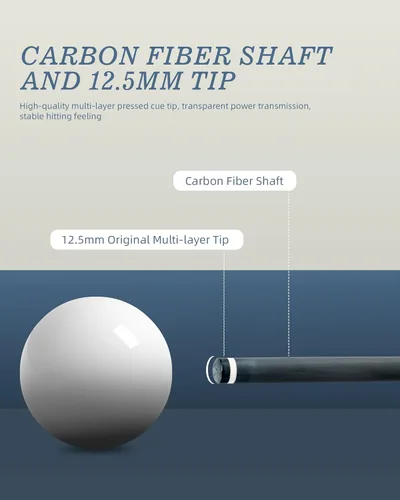 Vista 44 de KONLLEN Carbon Fiber Pool Cue Stick 58-inch Professional Pool Sticks Low Deflection Pool Cue for Adults Ultra-Smooth Billiard Cues with 12.5mm Tip