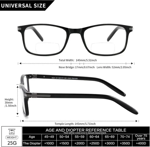 Vista 6 de Gafas de lectura bifocales para hombres y mujeres, luz azul, lectores de computadora, marco ancho, progresivos, transparentes, de diseñador de moda