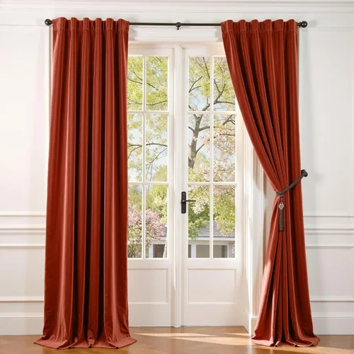 Vista 139 de Lazzzy - 2 paneles de cortinas opacas de terciopelo, con aislamiento térmico, muy suaves, lujosas, con bolsillo para cortinero, para dormitorio